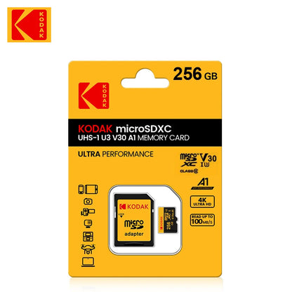 KODAK Micro SD Memory Card 64gb TF Flash 32gb Class10 SD Cards 128gb 256gb 512gb U3 V30 A1 Storage Card for Car Camera PC Phone