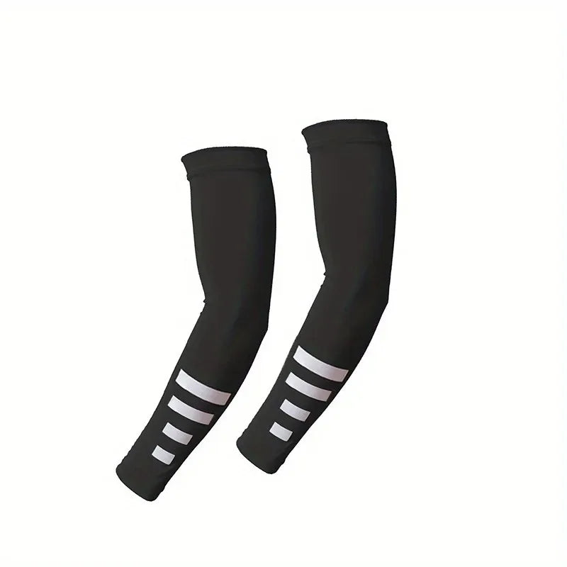2Pcs Ice Silk Arm Sleeves for Summer Quick-Drying Breathable Sun Protection Reflective Night Running Cycling Arm Covers