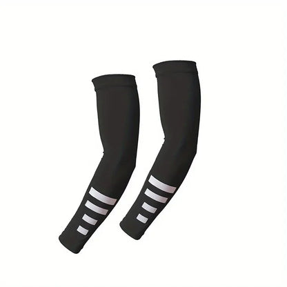 2Pcs Ice Silk Arm Sleeves for Summer Quick-Drying Breathable Sun Protection Reflective Night Running Cycling Arm Covers