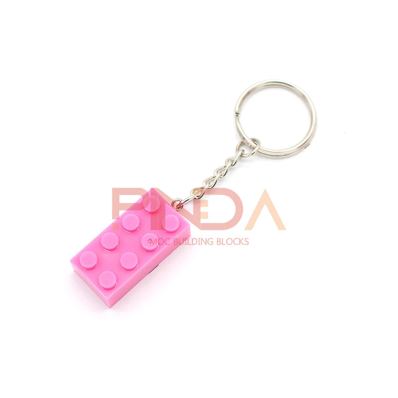 10Pcs MOC 2x4 Schlüssel Kette Bausteine ​​Kreative Geschenk mit MOC Ziegel Keychain Ziegel Platte Kompatibel 