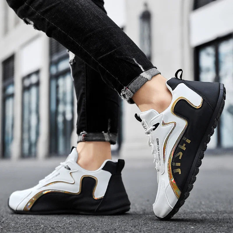 Men's PU Leather Waterproof Sneakers Casual Sports Shoes Men Lightweight Breathable Flat Non-slip Tenis Shoes Zapatillas Hombre