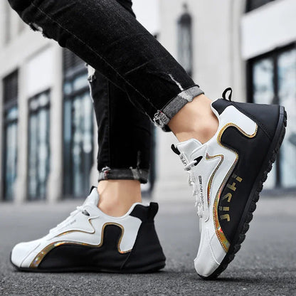 Men's PU Leather Waterproof Sneakers Casual Sports Shoes Men Lightweight Breathable Flat Non-slip Tenis Shoes Zapatillas Hombre