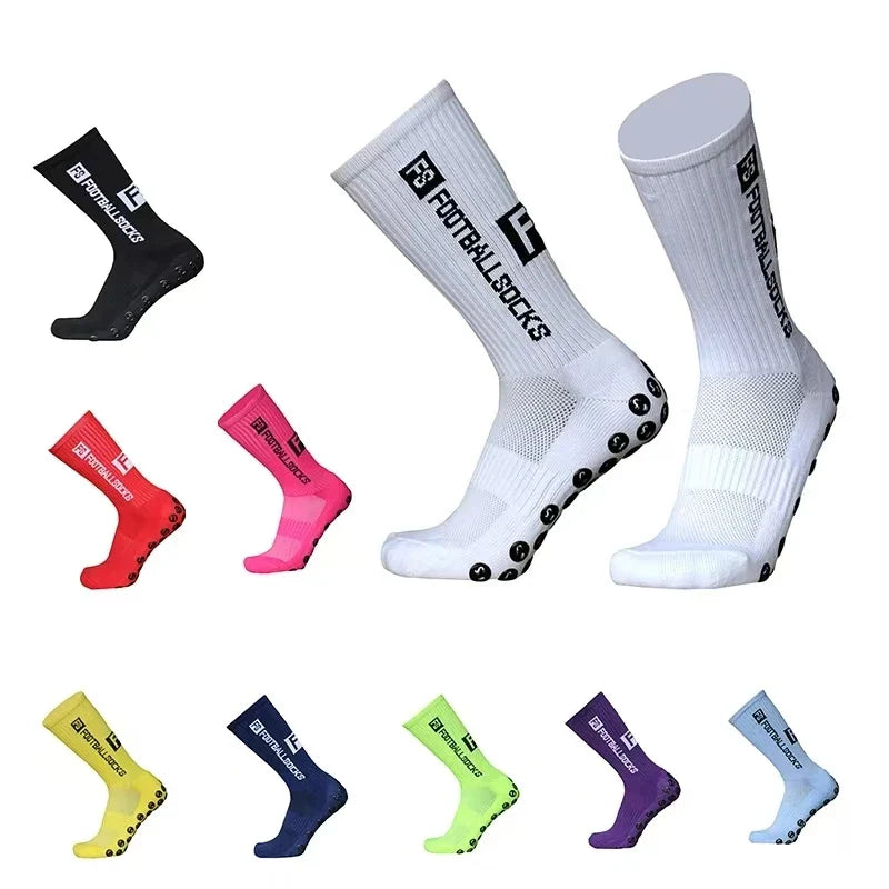 3/1Pair New Style FS Football Socks Round Silicone Suction Cup Grip Anti Slip Soccer Socks Sports Men Women Baseball Rugby Socks