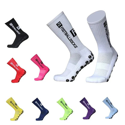 3/1Pair New Style FS Football Socks Round Silicone Suction Cup Grip Anti Slip Soccer Socks Sports Men Women Baseball Rugby Socks