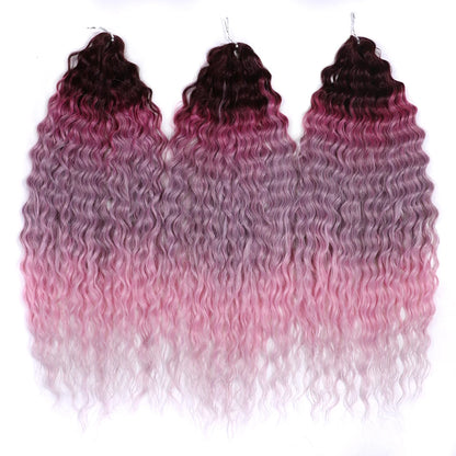 Ariel Hair Synthetic Twist Crochet Curly Hair 24 Inch Water Wave Braid Hair Ombre Blonde Brown Deep Wave Braiding Hair Extension