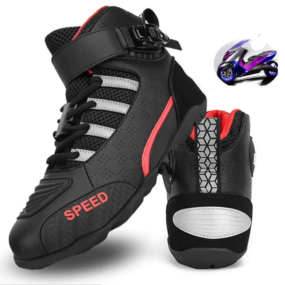 New Motorcycle Boots Men Leather Motos Breathable Anti Slip Wear-resistant Riders Boots Motorbike Racing Ankle Length Shoes
