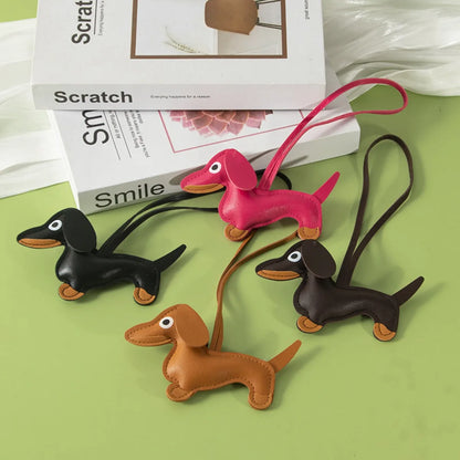 Cute Dachshund Shaped Leather Keychain Bag Hanger-Inspired by Cute Lucy Couple's Keychain Car Ornament