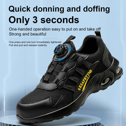 Men Rotating Button Safety Shoes Steel Toe Work Sneakers Indestructible Shoes Puncture-Proof Work Boots Air Cushion Safety Shoes
