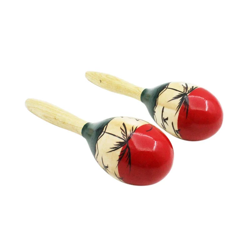 1Pair Wood Maracas Sand Hammer Wooden Tropical Party Percussion Shakers Sand Hammer Musical Party Child Shaker Toy Gifts
