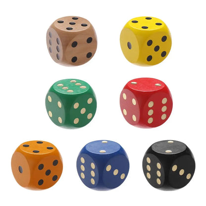 5cm 1pc New Solid Wood Point Entertainment items 6-Sided Game Round Sieve Chess Props Wooden Dice Big Color Dice