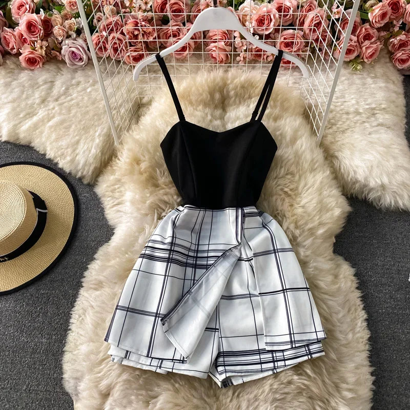 2021 plaid bodysuit woman Sexy Bodysuits strap jumpsuits woman rompers for women shorts hot playsuit