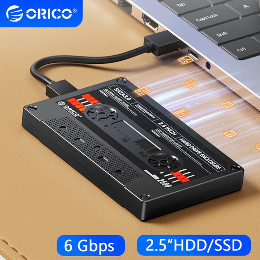 ORICO 2,5-Zoll-Festplattengehäuse USB C SATA III Klassisches SSD-HDD-Außengehäuse 6 Gbps HD-Aufbewahrungsbox Stoßfest für PC-Laptop 