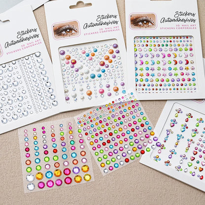 1Pcs Face Diamond Gem Sticker 5D Colorful Rhinestone Tattoo Eyeshadow Stickers fo Festival Nail Body Makeup Bling Jewel DIY Deco
