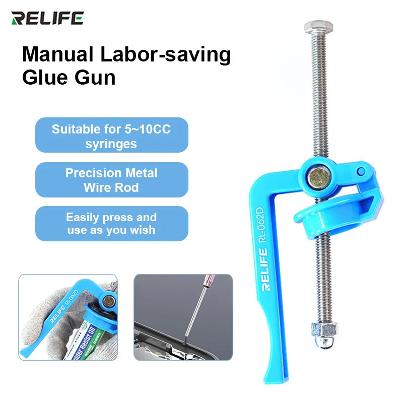 RELIFE RL-062D Manual Labor-saving Glue Booster for 5-10CC Syringe Soldering Oil High Strength Solder Mask Propulsion Tool