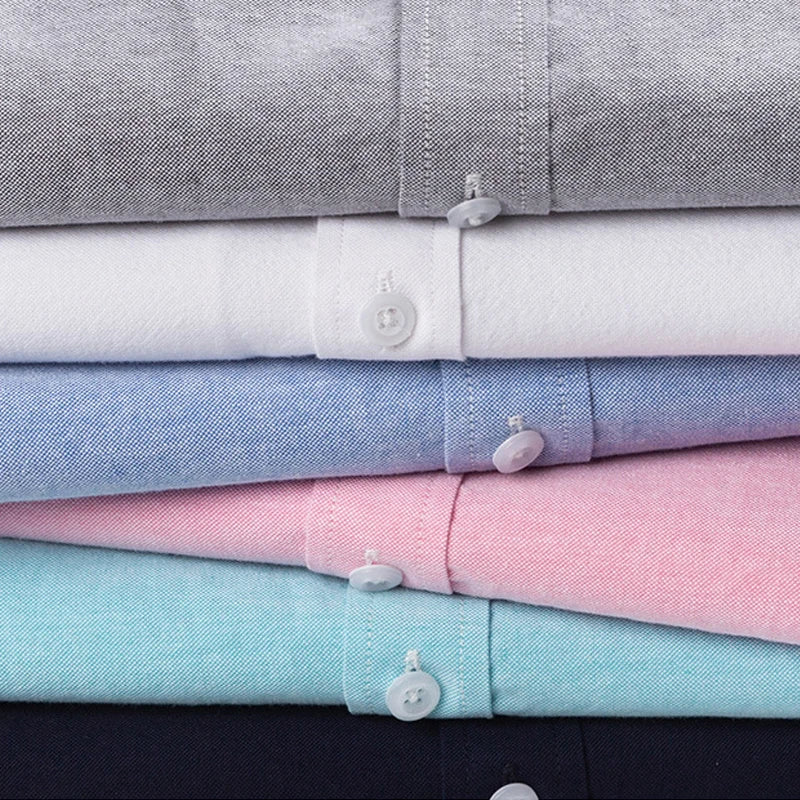 100% Pure Cotton Oxford Shirt For Men¡¯s Short Sleeve Solid Stripe Leisure Embroidered Horse Social Business Formal Dress Shirts