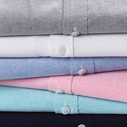 100% Pure Cotton Oxford Shirt For Men¡¯s Short Sleeve Solid Stripe Leisure Embroidered Horse Social Business Formal Dress Shirts