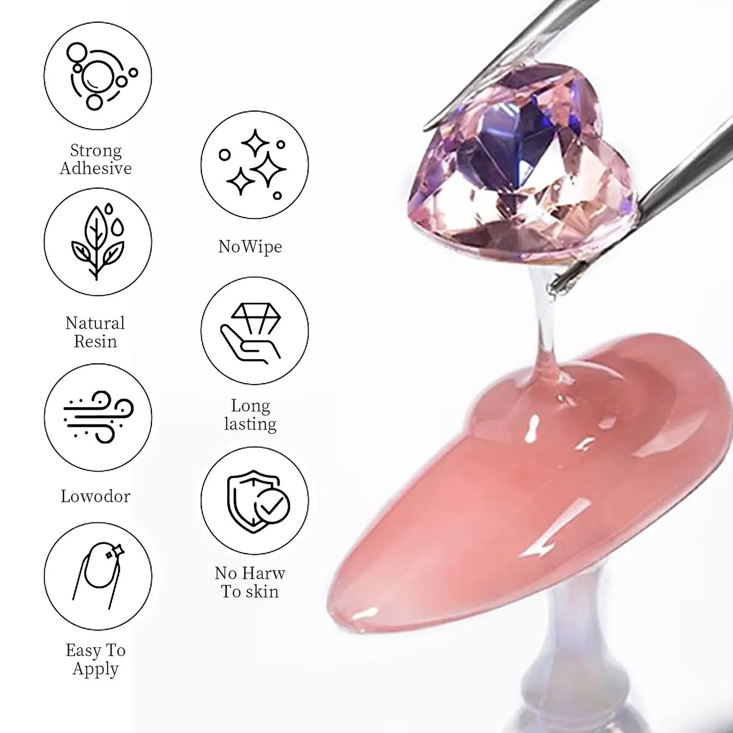 Nail Rhinestone Glue Gel for Decoration Nails 30ml Super Strong Adhesive Gel DIY 3D Nail Crystals Gem Jewels Glitter