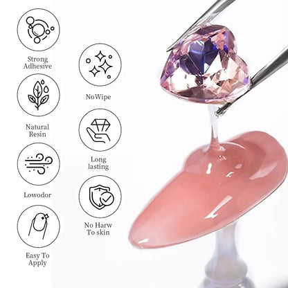 Nail Rhinestone Glue Gel for Decoration Nails 30ml Super Strong Adhesive Gel DIY 3D Nail Crystals Gem Jewels Glitter
