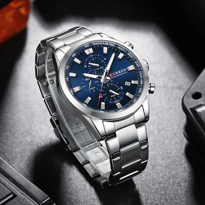CURREN 8445 Men's Multifunctional Waterproof Wristwatch Calendar Business Men's Watch with Six Hands
