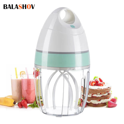 Electric Milk Frother Whisk USB Rechargeable Household Automatic Wireless Stand Mixer for Whipped Cream Food Blender