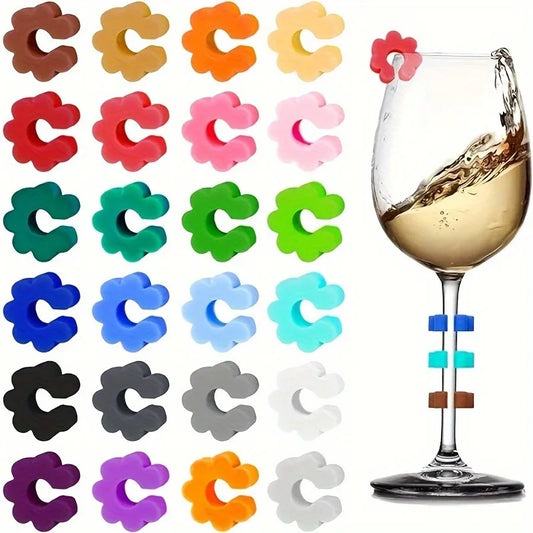 Silicone Wine Glass Markers,Color-Coded Identification Tags for Party, Use for Wine,Beer,Cocktail Glasses-Ideal for Home and Bar