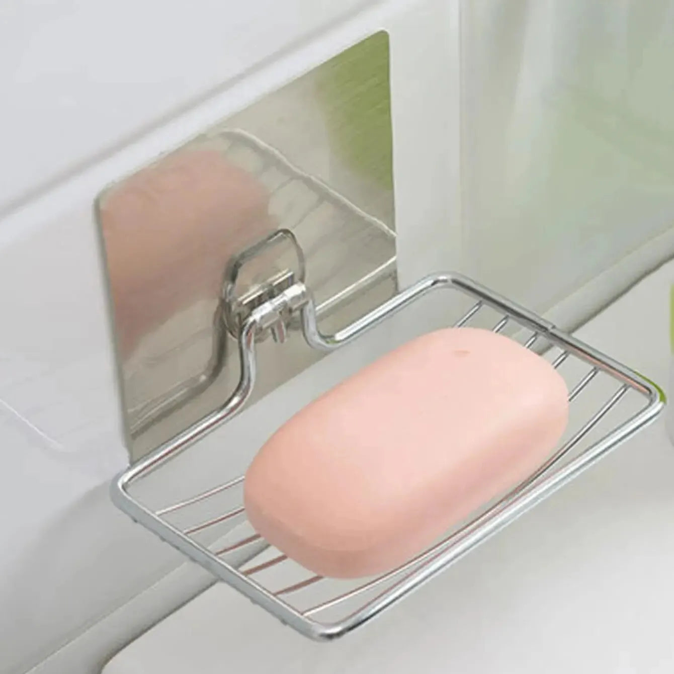 1pc Stainless Steel Soap Rack Soap Box Light Luxury Shelf Punch-free Nail-free Bathroom Single Layer Drain Wall Hanging
