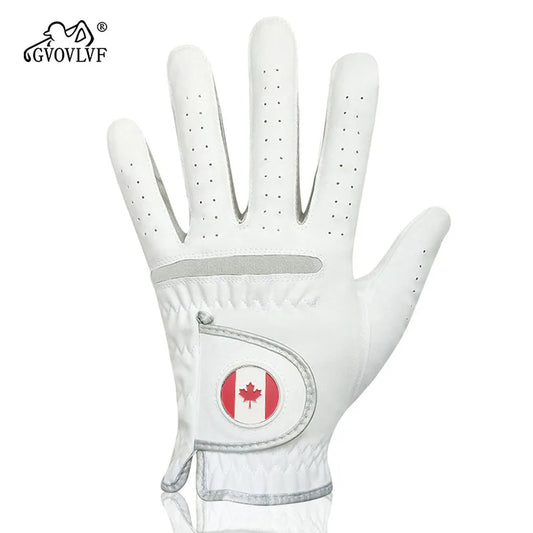 Red Maple Leaf Magnetic Marker Golf Gloves Lightweight Breathable Detachable Design For Outdoor Sport Golfing Riding