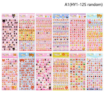 1Sheets Christmas 3D Puffy Bulk Stickers Cartoon Santa Claus Sticker DIY Scrapbook Decoration Funny Kids Classic Toy Gift random