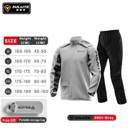 SULAITE Rain Suit Motorcycle Rain Gear Suit for Men & Women Jackets & Pants Reflective Waterproof Breathable Rainsuit