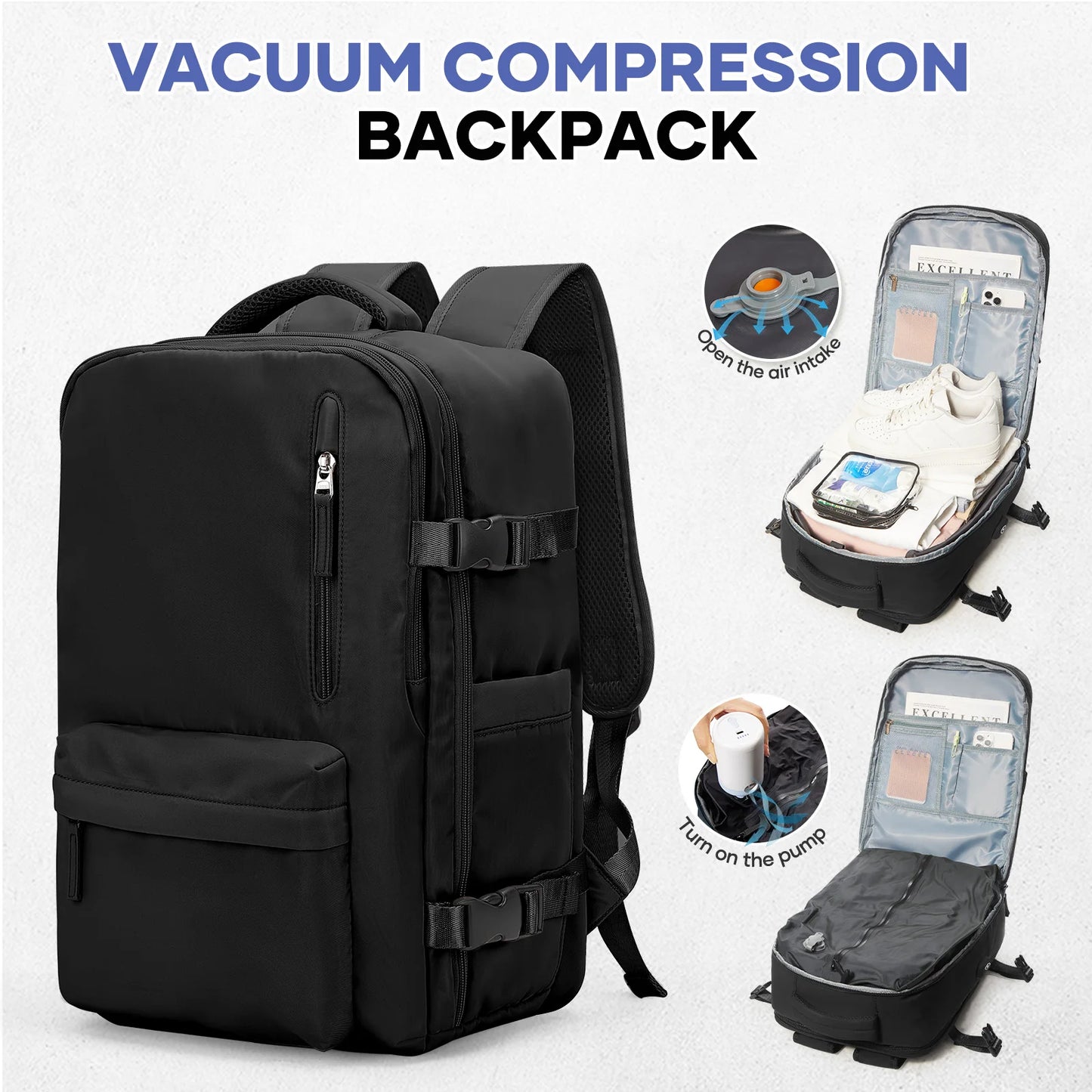 Vacuum Compression Travel Backpack - Large Capacity Foldable Hiking Bag Lightweight Laptop Bag,Essential Outdoor Travel Backpack