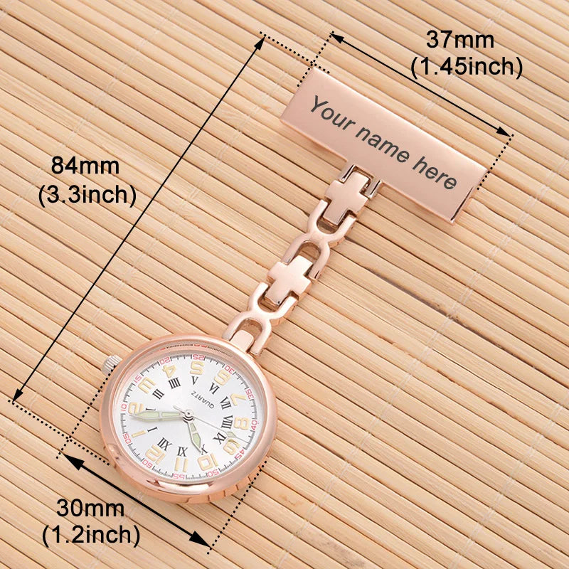 FREE Personalized Your Name Logo Doctor Clock Stethoscope Customize Engrave Medical Hospital Healthcare Pocket FOB Nurse Watch