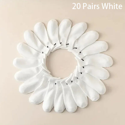 5/10/20/30 Pairs Women/Men Boat Socks Invisible Low Cut Silicone Summer No-show Ankle Socks Solid Color Casual Breathable