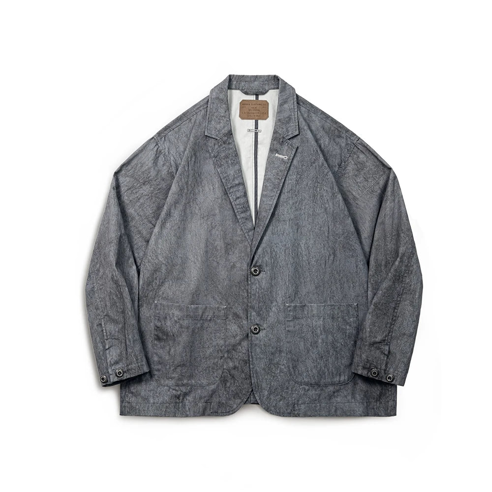 Maden New Casual Suit with Irregular Pattern Design Lapel Loose Blazers Cotton Jacket for Men's Spring and Autumn