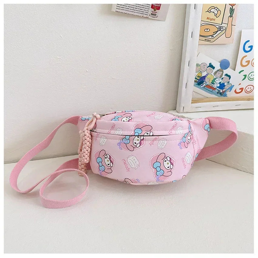 Cute Girls Hellokitty Kulomi Adjustable Crossbody Chest Pack Cartoon Cinnamoroll Kids Fashion Waist Bag Shoulder Bag Gift