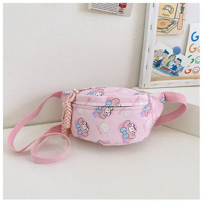Cute Girls Hellokitty Kulomi Adjustable Crossbody Chest Pack Cartoon Cinnamoroll Kids Fashion Waist Bag Shoulder Bag Gift