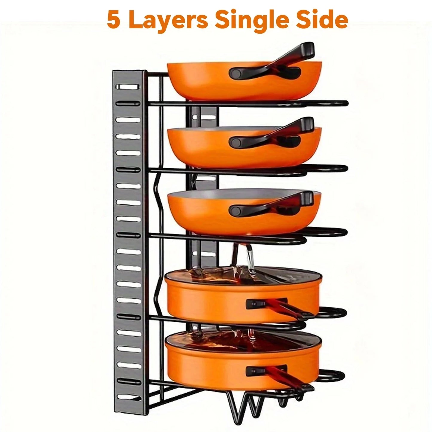Space-Saving 8-Tier Pot Rack Organizer - Durable Metal Holder for Pans, Pots, and Lids to Keep Your Kitchen Neat and Tidy