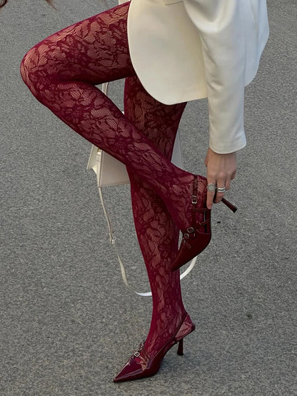 1 Pair Women Floral Patterned Tights2025 Summer y2k Party Stockings Pantyhose for Halloween Cosplay Party Streetwear