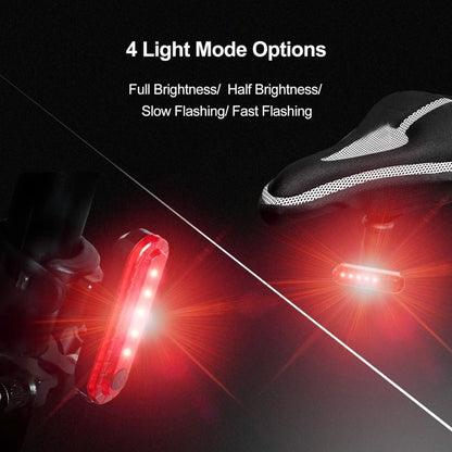 USB Rechargeable LED Bike Tail Light Bright Bicycle Rear Cycling Safety Flashlight 4 Light Mode Options for Road Mountain