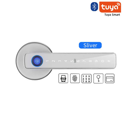 XSDTS M5 Tuya BLE Fingerprint Door Lock Digital Electronic Lock with Password/Key/IC Card/ Smartlife/ Tuya APP Unlock