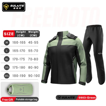 SULAITE Motorcycle Rain Suit Men Women Rain Gear Waterproof Protective Rain Coat with Pants 2 Pieces Breathable Outdoor