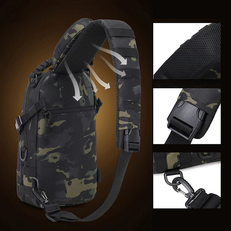 Men's Camping Chest Bag Tactical Sports Shoulder Outdoor Fanny Pack Hiking Climbing Cycling Fishing MOLLE System Sling Bags
