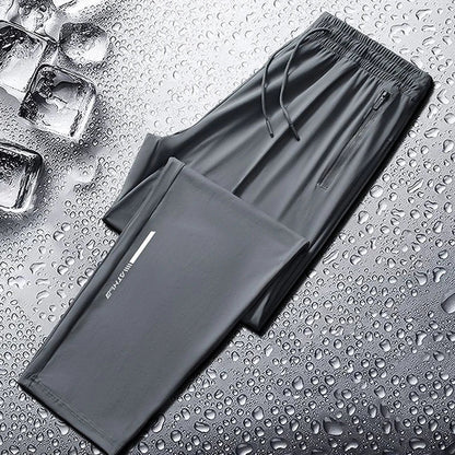 Men's spring and summer ice silk long pants slim fit new loose high elasticity fast drying outdoor running casual pants
