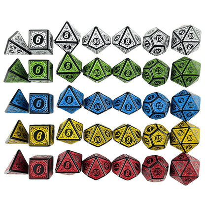 Dice Games TRPG DND Dice Set Most POP Multi Colours Amazing Retro Font Style And Pattern For Souvenirst Entertainment Board Game