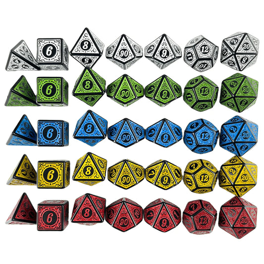 Dice Games TRPG DND Dice Set Most POP Multi Colours Amazing Retro Font Style And Pattern For Souvenirst Entertainment Board Game
