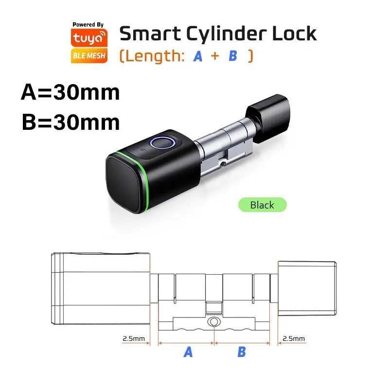 RAYKUBE V1 Smart Cylinder Lock With Tuya BLE Fingerprint IC Card Password Unlock Include 3*AAA Batteries Easy Installation