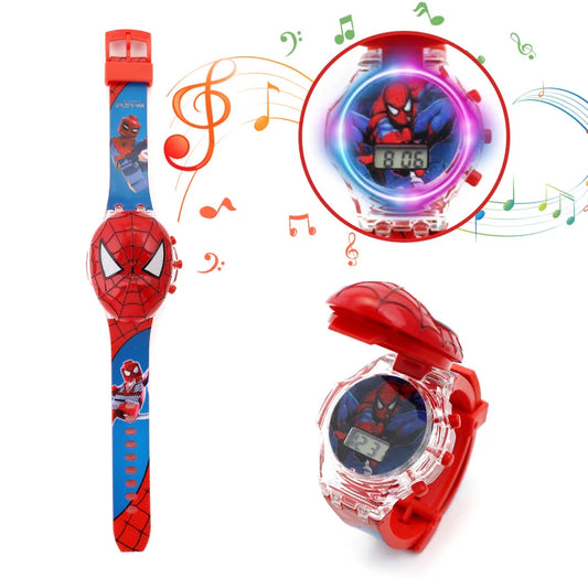 Luminous Cartoon Children's Watches Boys Colorful Flash Light with Music Super Hero Kids Watch Party Gift Wristwatch Clock