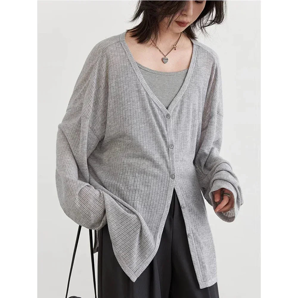 CHIC VEN Women's Cardigan New V-neck Long Sleeved Female Shirt Female Jumpers Sun Protection Woman Top Spring Summer 2024