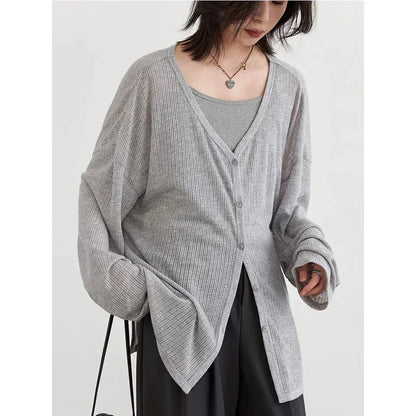 CHIC VEN Women's Cardigan New V-neck Long Sleeved Female Shirt Female Jumpers Sun Protection Woman Top Spring Summer 2024