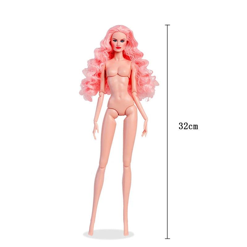 European Fashion 1/6 32cm BJD Doll Pink Body Blond Hair White Skin Daily Outfit Party Cute Gown Girls DIY Toys Birthday Gifts