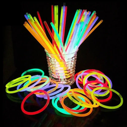 50/100pcs Light Glow Stick Party Supply Necklace Bracelets Wedding Bar Light Stick for Festive Concert Party Logo Printing